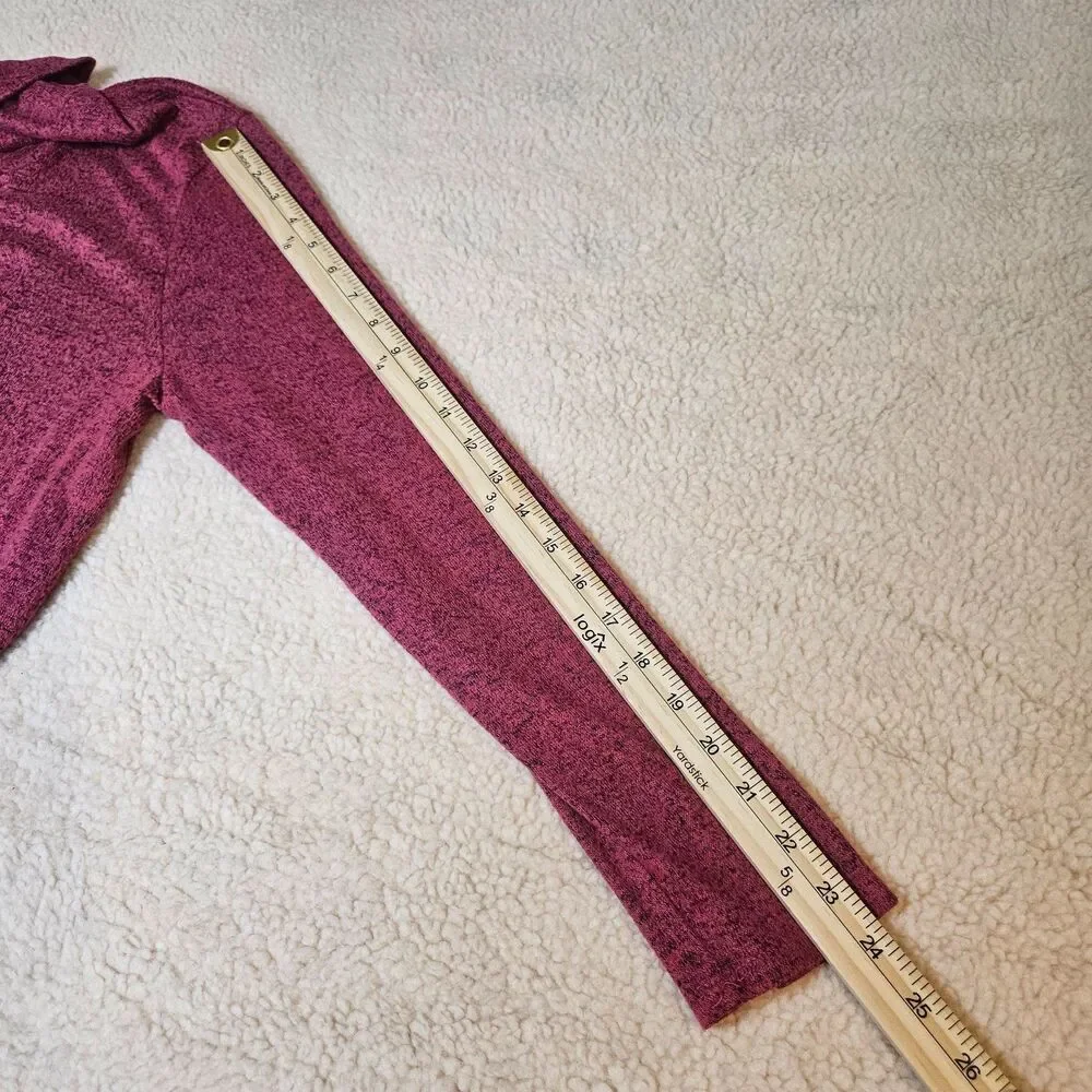Misia Womens Large Pink Cowl Neck Sweater Tunic Button Accent Soft Stretch Top‎